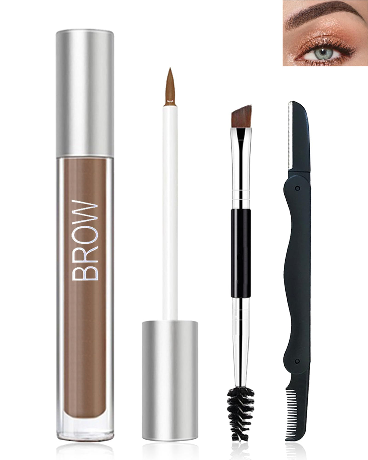 Waterproof Tinted Brow Gel- Auburn Tinted Thickening Eyebrow Gel, Brow Fast Sculpt Volumizing Eyebrow Glue, Long-Lasting Transfer-Proof Eyebrow Mascara Makeup, with Brow Razor & Brush (0.106 Oz)-05#