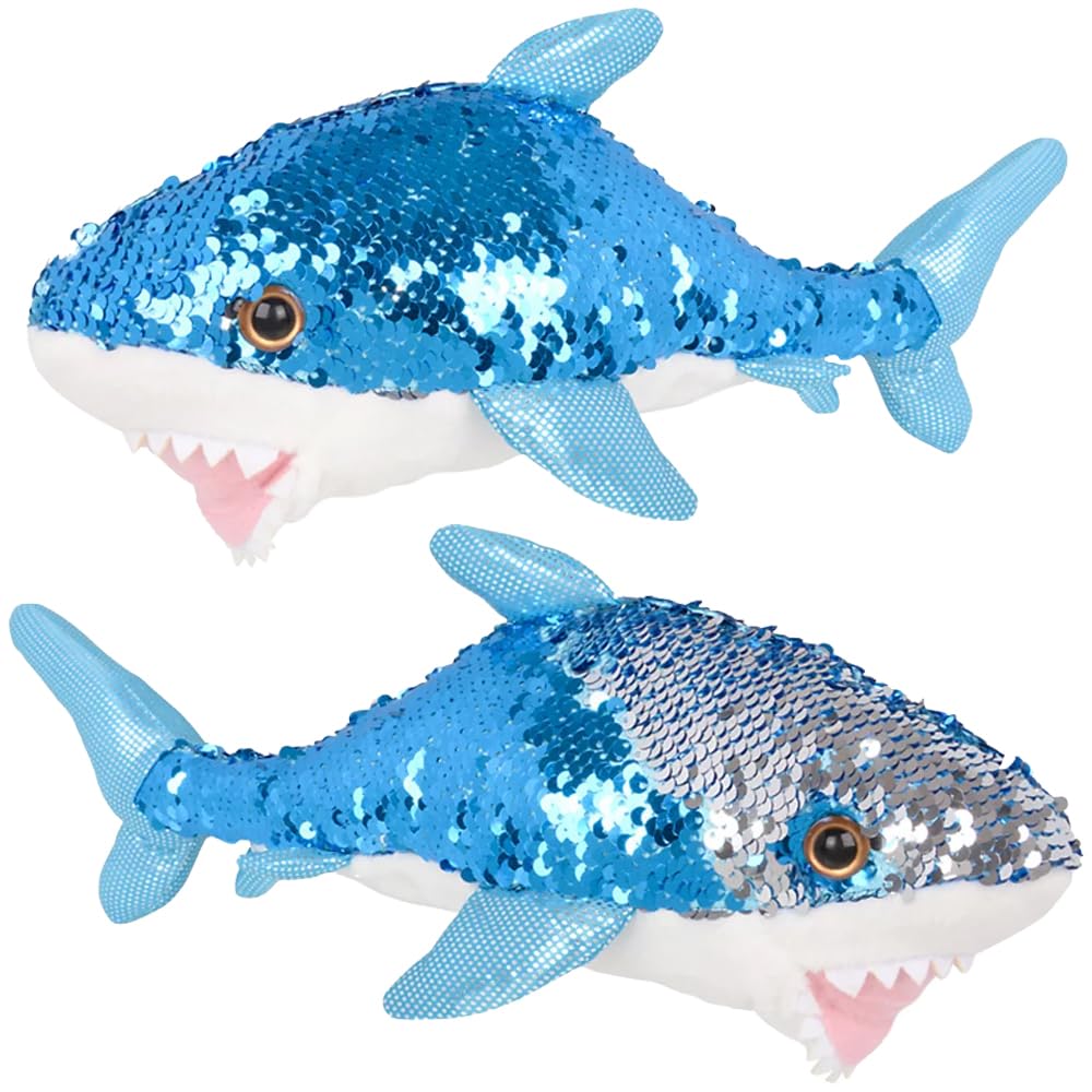 Rhode Island Novelty Adventure Planet Reversible Mermaid Sequins Great White Shark 10" Plush