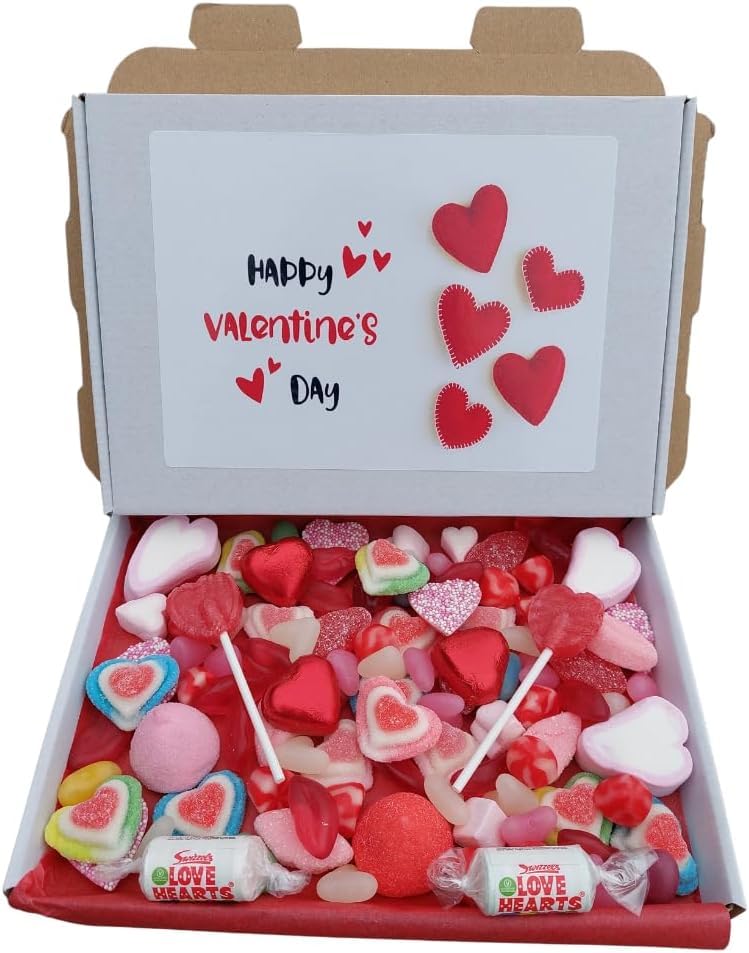 Valentines Day Pick N Mix Sweets Gift Box Hamper Retro Sweet Present - Love Heart Sweets Wedding 400 Gram