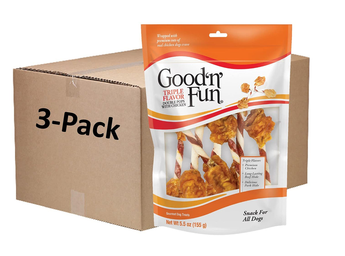 Good ÃƒÆ’Ã†â€™Ãƒâ€šÃ‚Â¢ÃƒÆ’Ã‚Â¢ÃƒÂ¢Ã¢â€šÂ¬Ã…Â¡Ãƒâ€šÃ‚Â¬ÃƒÆ’Ã‚Â¢ÃƒÂ¢Ã¢â€šÂ¬Ã…Â¾Ãƒâ€šÃ‚Â¢nÃƒÆ’Ã†â€™Ãƒâ€šÃ‚Â¢ÃƒÆ’Ã‚Â¢ÃƒÂ¢Ã¢â€šÂ¬Ã…Â¡Ãƒâ€šÃ‚Â¬ÃƒÆ’Ã‚Â¢ÃƒÂ¢Ã¢â€šÂ¬Ã…Â¾Ãƒâ€šÃ‚Â¢ Fun Triple Flavor Double Pops with Chicken 5.5 Ounces, Gourmet Dog Snacks (3 Pack)