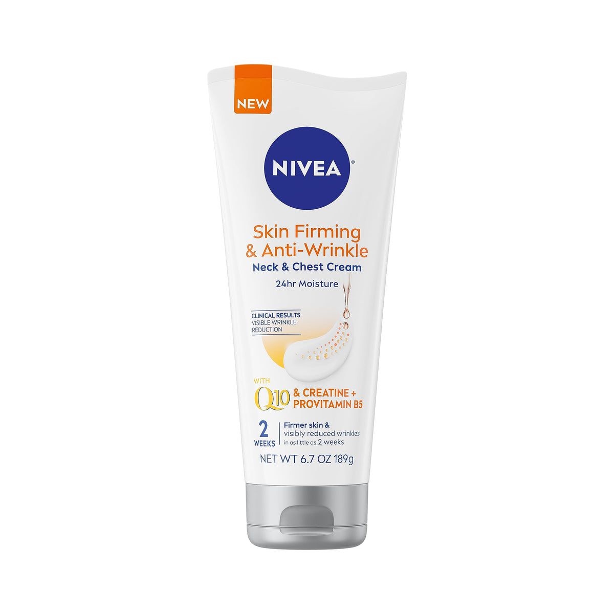 Nivea Skin Firming and Anti Wrinkle Neck and Chest Cream, 24-Hour Moisturizing Body Cream Reduces the Look of Fine Lines and Wrinkles, 6.7 Oz Tube