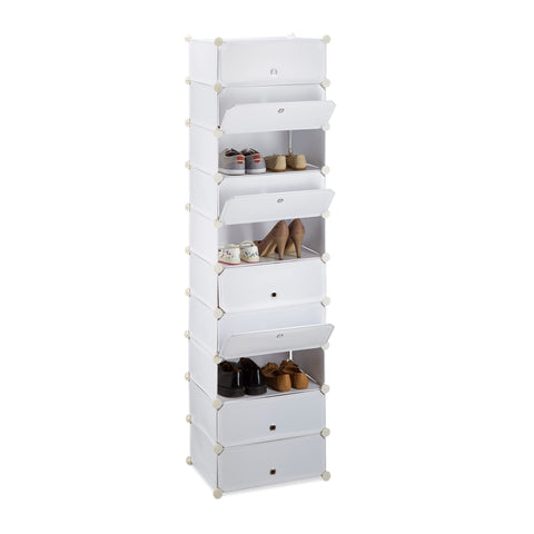 Relaxdays 10 Tier Shoe Rack, Large Shoe Cabinet, Stacking Shoe Organizer, Space-Saver, app. 176 x 49 x37 cm, White