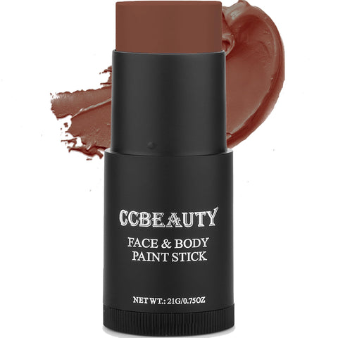 CCBeauty Camo Brown Face Body Paint Stick, Maroon Eye Black Sticks for Sports, Grease Foundation Painting Kit, Hypoallergenic Hunting FacePaint Makeup Halloween Cosplay Costume Party