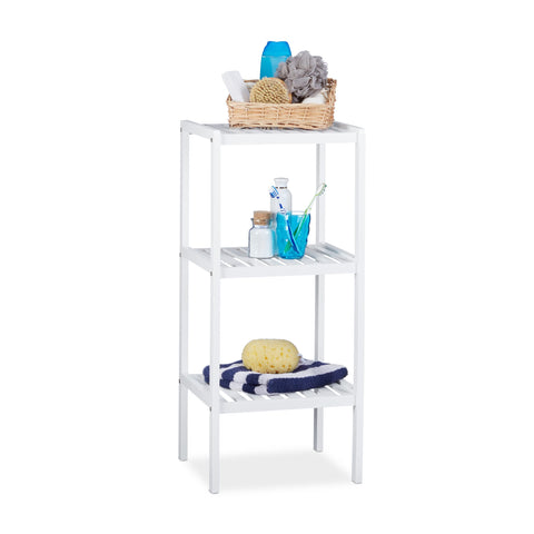 Relaxdays Bamboo Bathroom 3, 80 x 34.5 x 33 cm, Colorful Shelving Unit for Children, Kitchen Rack, White, 33 x 34.5 x 80 cm