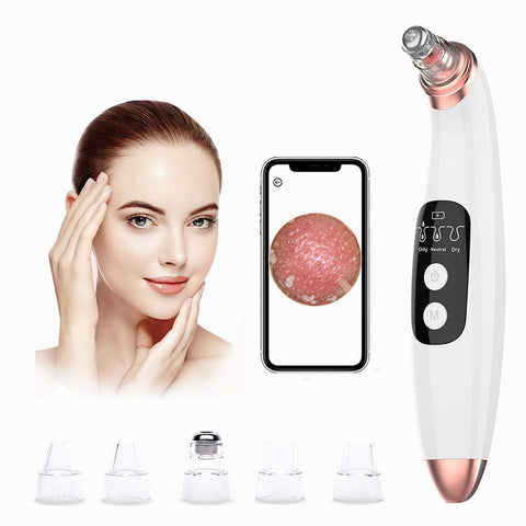 Blackhead Remover Vacuum with Camera HD- Visible Pore Vacuum Cleaner Acne Extractor Tool have 3 Adjustable 5 Suction to remover dead skin cells dirt excess oil blackheads suctions Rechargeable device