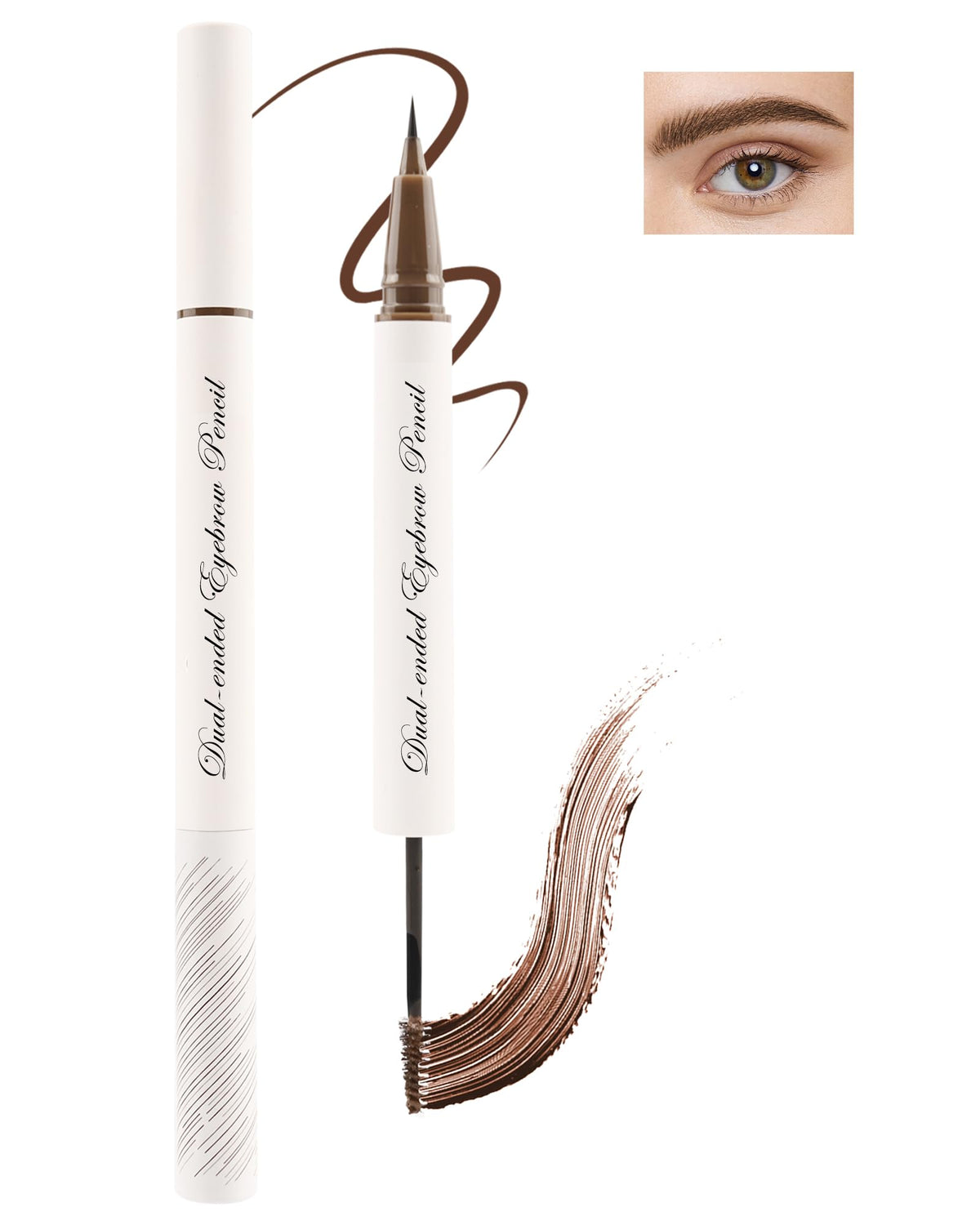 2-in-1 Eyebrow Pencil & Tinted Brow Gel, Brown Waterproof Liquid Micro Eyebrow Pencil Long Lasting Tinted Brow Gel, Smudge-proof Thickening Eyebrow Mascara Brow Pen Lift & Snatch Eyebrow Eye Makeup