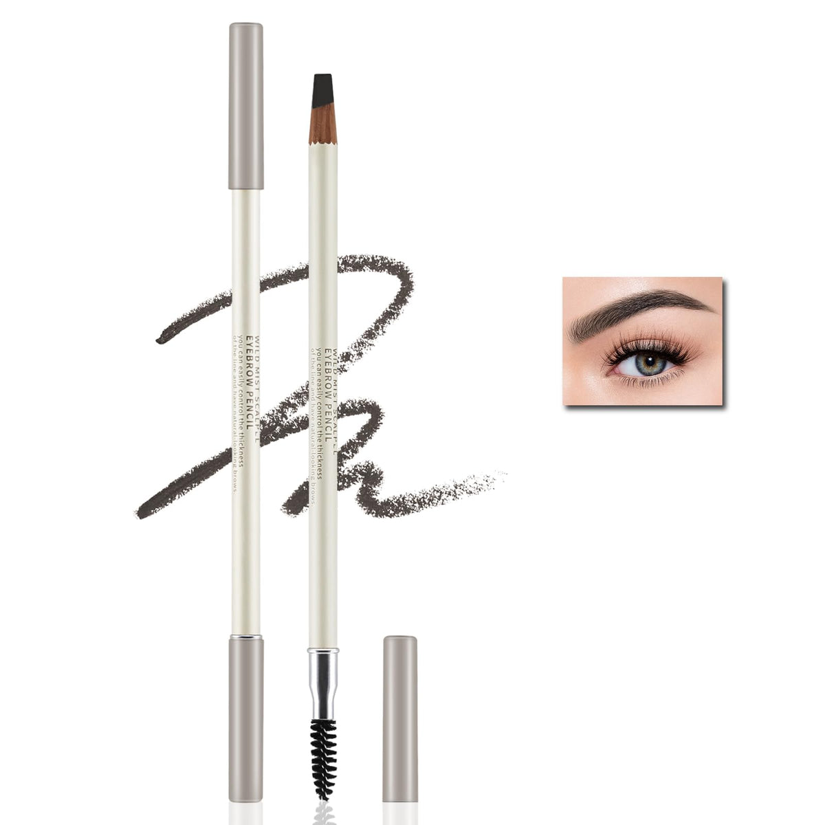 AFGHOUZ Eyebrow Pencil, Dual Ended Brown Brow Pencil With Eyebrow Spoolie, Waterproof Eye Brow Pencil for Natural Shaping and Defining, Sharpenable