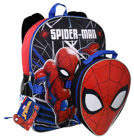 Marvel Spiderman 16" Backpack with Shaped Lunch Bag- SPOU