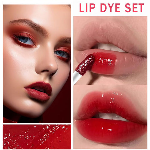 6 Colors Lip Tint Stain Korean Lip Gloss Set, Plumping Lip Tint Mini Liquid Lipstick, Multi-Use Cheek and Lip Tint, Long lasting Waterproof, Non-Stick Cup, Lip Tint Makeup