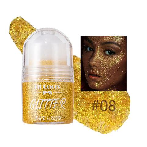 Body Glitter Gel, Roll-on Face Glitter Sequins for Concert Merch Festival Rave Accessories, Holographic Hair Glitter Gel,Body Shimmer Sparkling Halloween Mermaid Makeup for Rave Party (Gold)