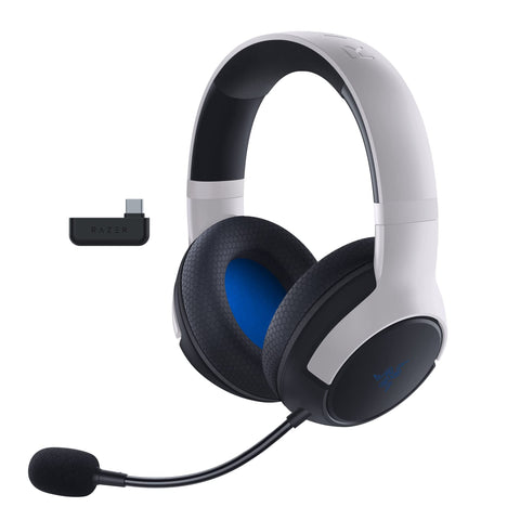 Razer Kaira Dual Wireless Gaming Headset for PS5, PC, Mobile, PS4: Triforce 50mm Drivers - HyperClear Cardioid Mic - 2.4GHz and Bluetooth w/SmartSwitch - EQ Toggle - White/Black (Renewed)