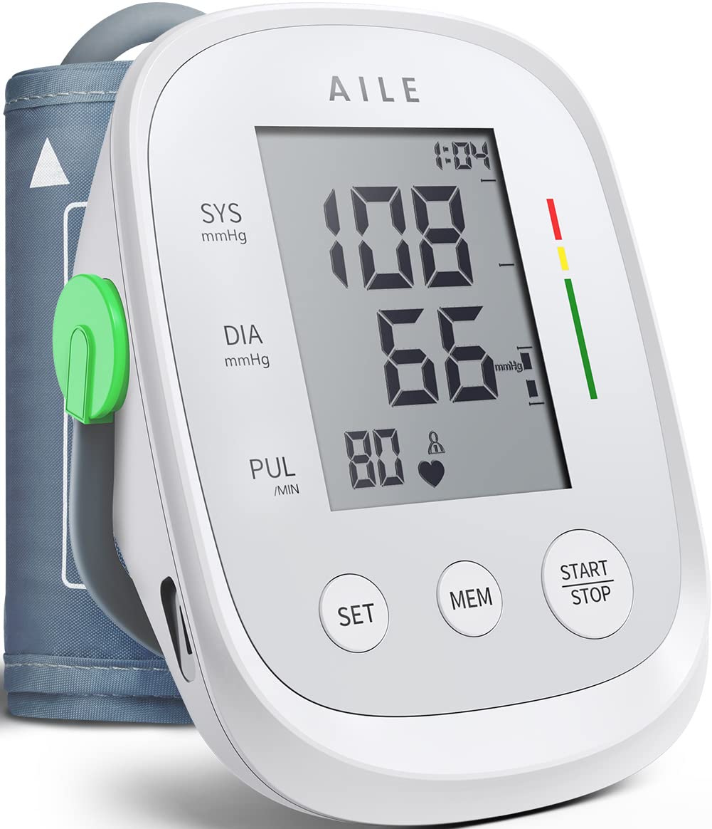 Blood Pressure Monitor,AILE blood pressure machine Upper Arm Large Cuff(8.7"-16.5"Adjustable),automatic high blood pressure cuff for home use,(BP)blood pressure monitor,2*99 memory,Easy to use/travel