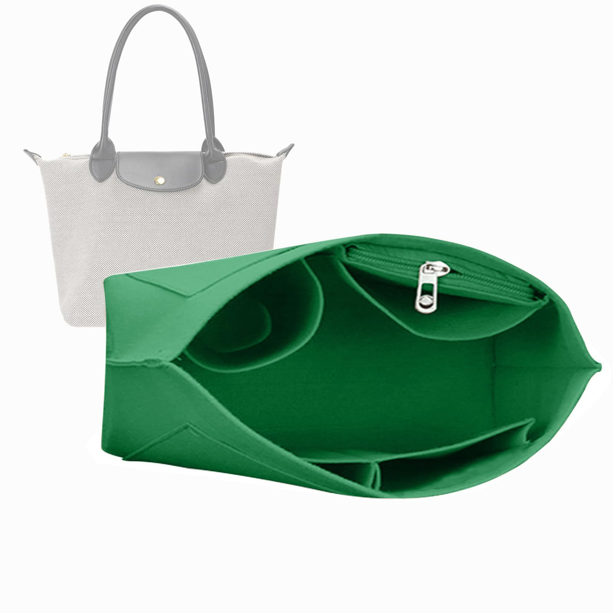 Purse Organizer Insert for Longchamp Le Pliage Neo(Large) Handbags Insert Organizer 1012green-L