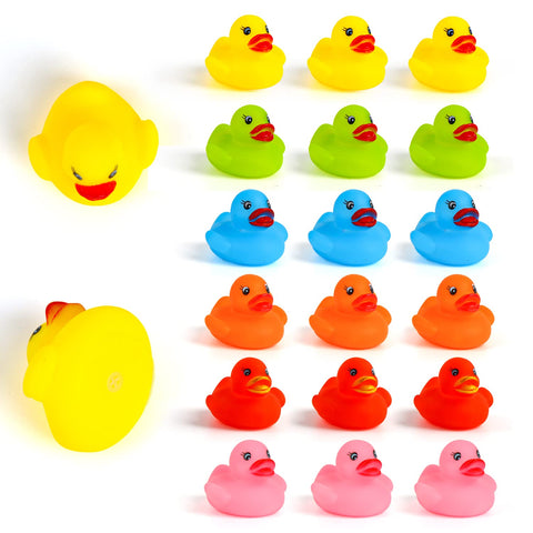 SULOLI Rubber Ducky Bath Toys,18PCS Water Duck Toys for Paddling Pool Mini Bath Ducks for Toddlers