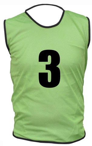 15 MESH BIBS FOOTBALL TRAINING SPORTS BIBS NUMBERED (1-15 OR number of your choice) Front/Back OR Front & Back (Green (Back Only), Kids (U 5's))