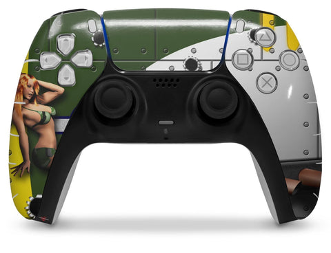 WraptorSkinz Skin Wrap Compatible with Sony PS5 DualSense Controller WWII Bomber War Plane Pin Up Girl (Controller NOT Included)