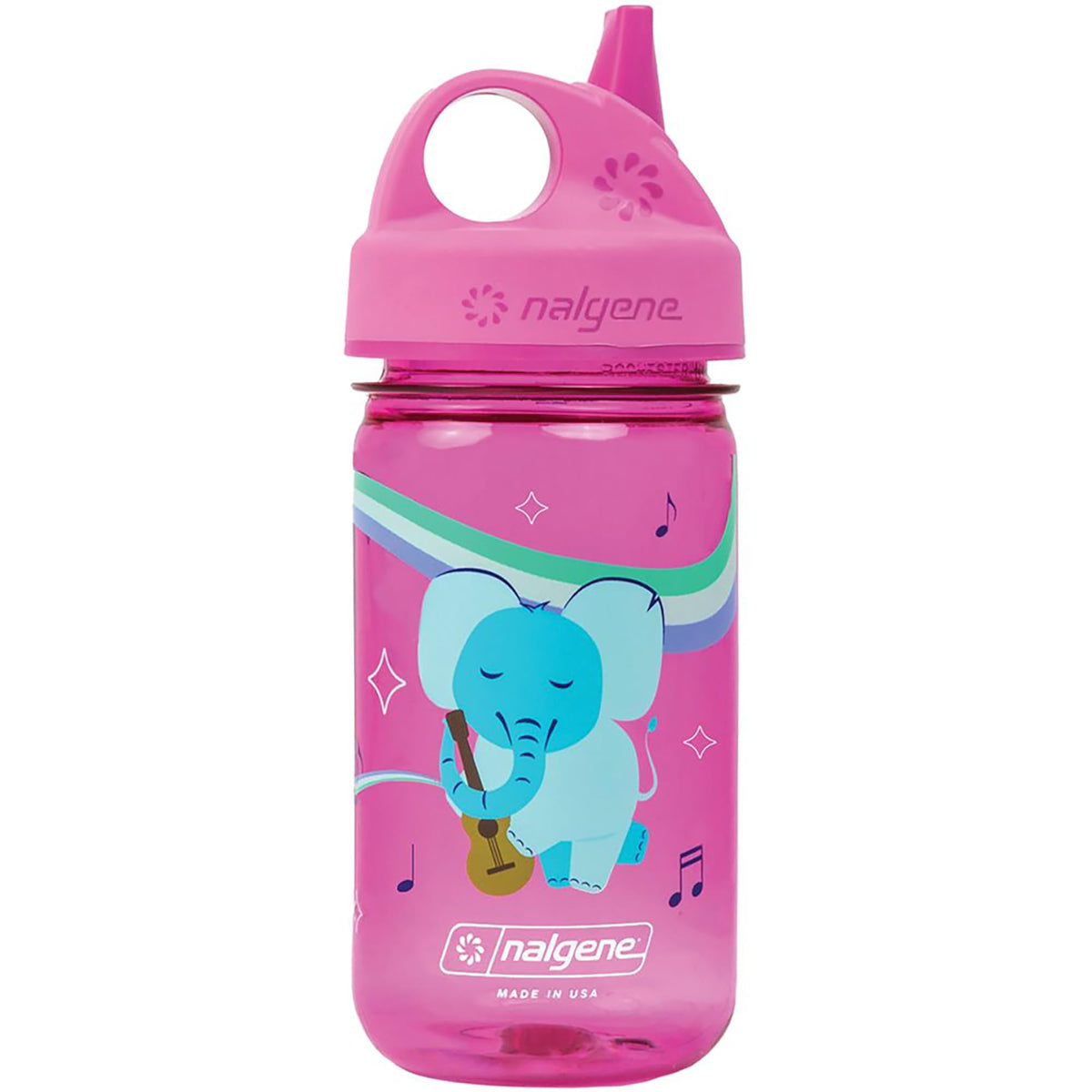 Nalgene Kids Sustain Grip-N-Gulp Water Bottles Made with Material Derived from 50% Plastic Waste, Leak Proof Sippy Cup, Durable, BPA and BPS Free, Dishwasher Safe, Reusable, 12 Ounces, Elephant