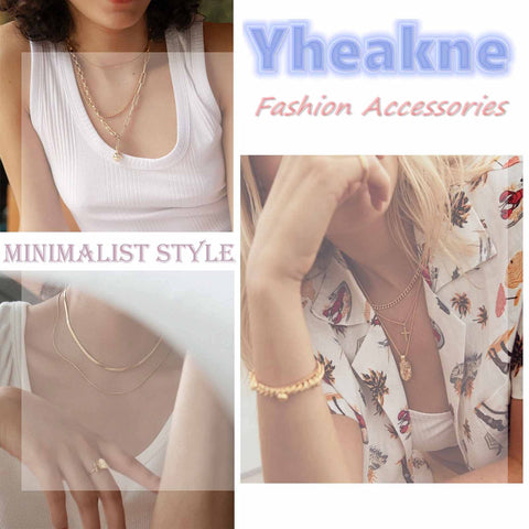 Yheakne Boho Layered Satellite Disc Choker Necklace Gold Sequin Disc Chain Necklace Vintage Double Layer Necklace Short Collarbone Necklace Chain Jewelry for Women and Girls Gift