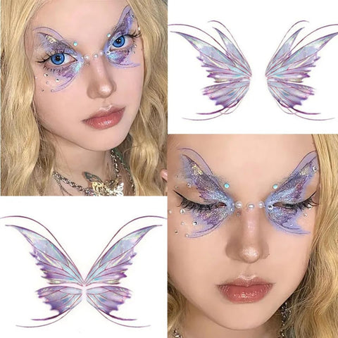 14 Sheets Glitter Butterfly Temporary Tattoos for Women Girls Butterflies Wings Flowers Moon Star Shiny Face Art Tattoos Sticker Fake Tattoos Decals Accessories for Eye Body Makeup Festival Parties