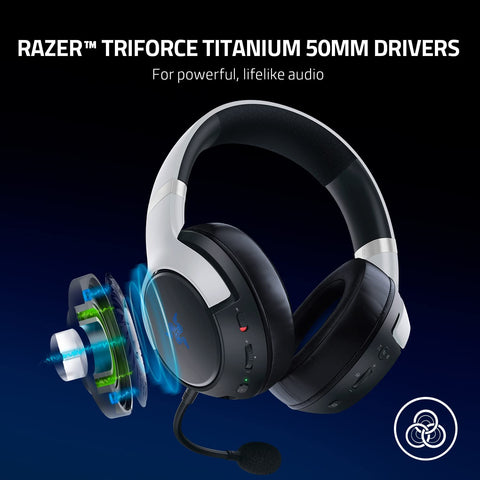 Razer Kaira Pro Dual Wireless PS5 Headset w/Haptics for Ultimate Gaming Immersion: HyperSense - Triforce 50mm Drivers - Detachable Mic - 2.4GHz and Bluetooth w/SmartSwitch - RGB Chroma (Renewed)