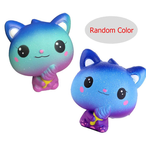 Anboor 3.9 Inches Squishies Cat Galaxy Ice Cream Kawaii Soft Slow Rising Scented Animal Squishies Stress Relief Kid Toys Collection Blue