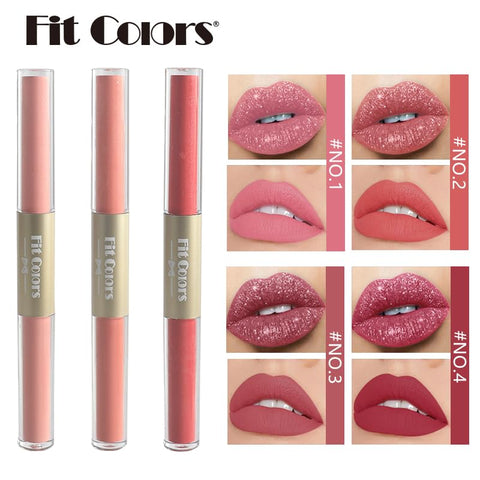 AKARY Waterproof Matte & Shimmer Liquid Lipstick, Dual-ended Highly Pigmented Long Lasting Lip Gloss Lip Tint Stain with Smudge-proof Matte & Shimmer Finish, Hot Sexy Colors Lip Paint Lipstick, 05