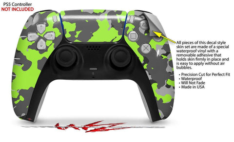 WraptorSkinz Skin Wrap Compatible with Sony PS5 DualSense Controller WraptorCamo Old School Camouflage Camo Lime Green (Controller NOT Included)