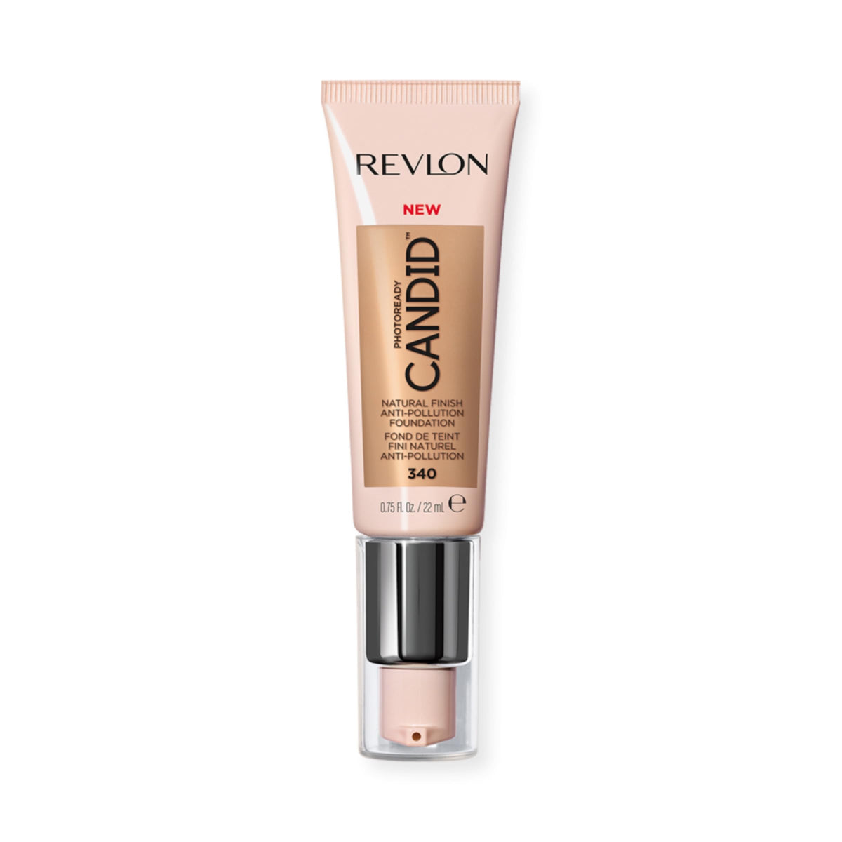 Revlon PhotoReady Candid Natural Finish Foundation, with Anti-Pollution, Antioxidant, Anti-Blue Light Ingredients, 340 True Beige, 0.75 fl. oz.