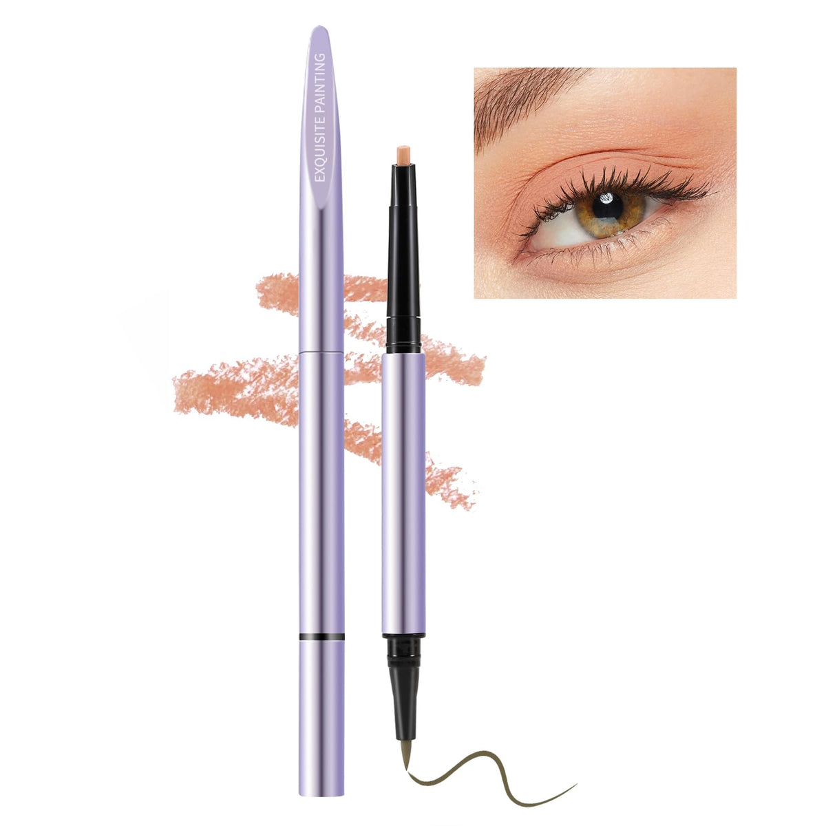 AFGHOUZ Nude Eyeshadow Eyeliner Pen, Dual-Ended, Waterproof Eye Shadow Stick Highlighter Pencil, Neutral Matte Shimmer Liner, Non-Smudging