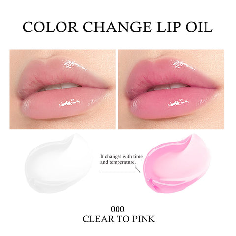 KYDA Hydrating Lip Glow Oil, Clear to Pink, Color Change Effect, Moisturizing Transparent Plumping Lip Oil Tinted for Lip Care and Dry Lips, by Ownest Beauty