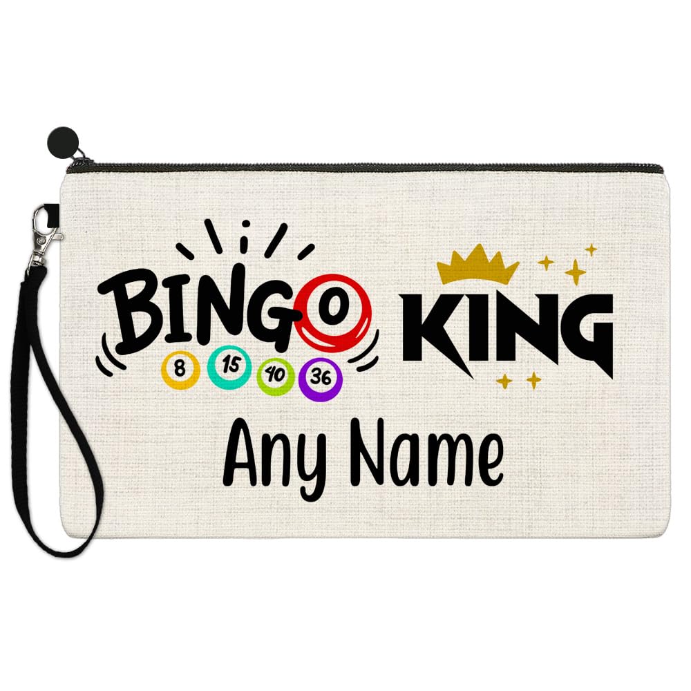 EnvyFone Personalised Bingo King Linen Style Case Bag Dabber Carry Pouch Pencil Accessories Add Any Name Mens Gift