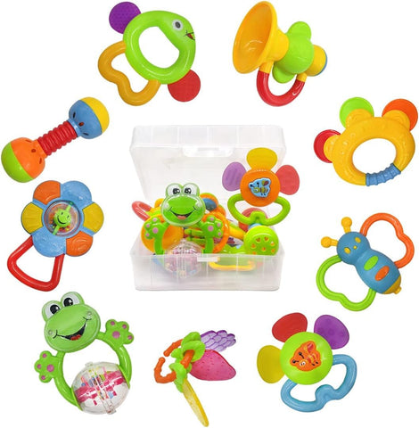 fiouni Baby Toys 3-6 Months Infant Toys 6-12 months Baby's First Rattles Teething Toys for Baby Girls