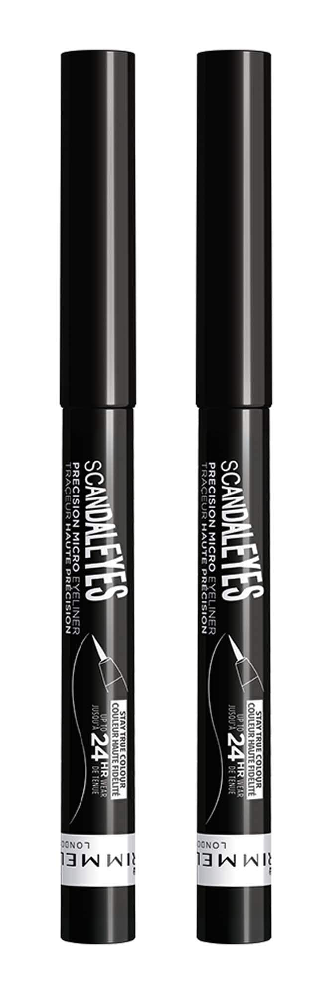 Rimmel, Scandaleyes Thick & Thin Eyeliner REDESIGN Black, 2 Count (Pack of 1)