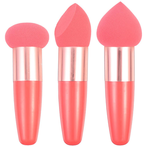 Beaupretty 3Pcs Makeup Sponge Beauty Foundation Blending Sponge Makeup Sponge Wedge Foundation Sponges with Handle Cosmetic Professional Beauty Sponge (As Shown)