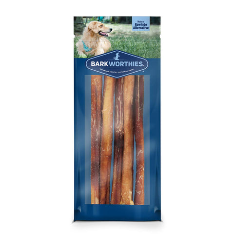 Barkworthies Odor-Free 12 inch Bully Sticks | 5 Pack | All-Natural Dog Chews - Highly Digestible, Premium Rawhide Alternative Dog Treats, Promotes Dental Health