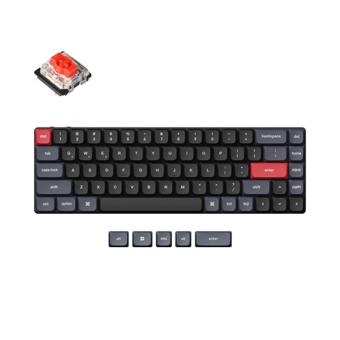 Keychron K7 Pro QMK/VIA Ultra-Slim Custom Wireless Mechanical Keyboard, 65% Layout Programmable Macro Wired Keyboard with RGB Backlight Low-Profile Gateron Red Switch for Mac Windows Linux