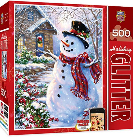 MasterPieces Holiday Glitter Let it Snow - Snowman 500 Piece Jigsaw Puzzle by Dona Gelsinger