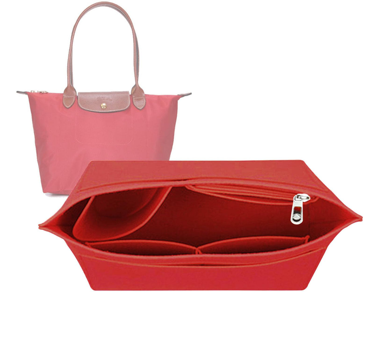 Purse Organizer Insert for Le Pliage (Large) Handbags Insert Organizer1012crimson-L