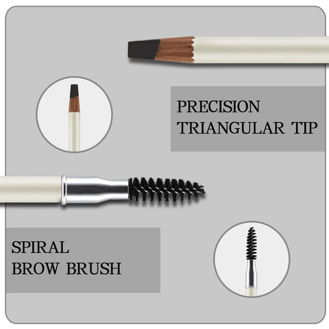 AFGHOUZ Eyebrow Pencil, Dual Ended Brown Brow Pencil With Eyebrow Spoolie, Waterproof Eye Brow Pencil for Natural Shaping and Defining, Sharpenable