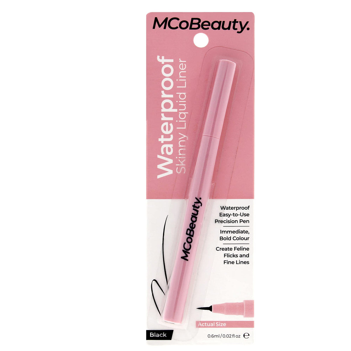 MCoBeauty Waterproof Skinny Liquid Eyeliner - Super-Fine Precision Tip - Immediate Bold Color - Long-Lasting Pigment For All-Day Wear - Smudge-Proof, Water-Resistant - Easy To Use - Black - 0.02 Oz