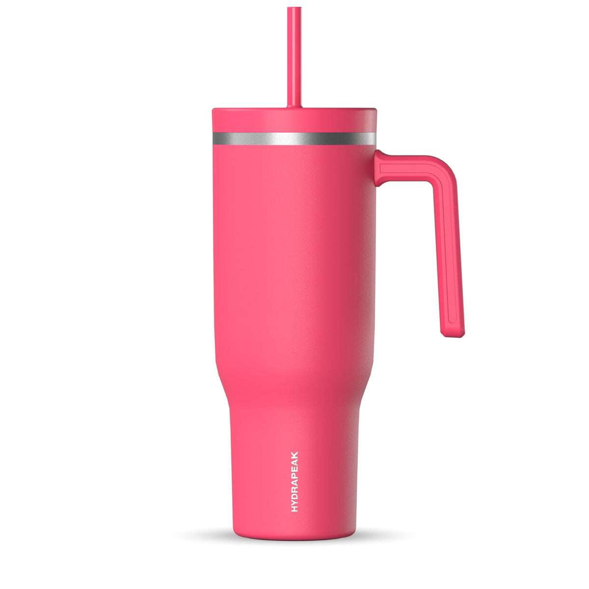 Hydrapeak Voyager 40 Oz Stainless Steel Tumbler with Handle, Insulated Water Bottle With Straw & Lid, Cupholder Friendly Reusable Travel Mug (Hot Pink)