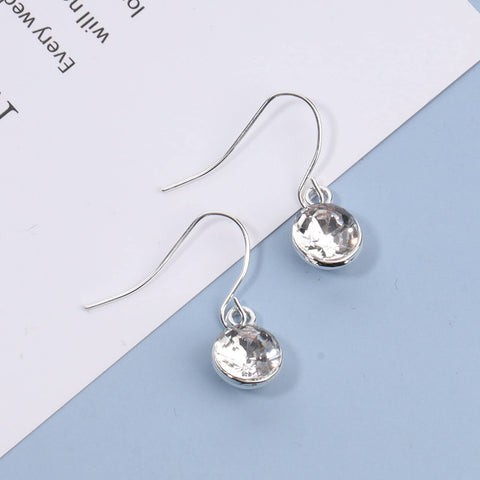 Yheakne Crystal Dangle Drop Earrings Silver Dangle Crystal Hook Earrings Minimal Crystal Solitaire Earrings Classic Rhinestone Bridal Earrings Jewelry for Women and Girls