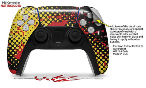 WraptorSkinz Skin Wrap compatible with Sony PS5 DualSense Controller Halftone Splatter Yellow Red (CONTROLLER NOT INCLUDED)