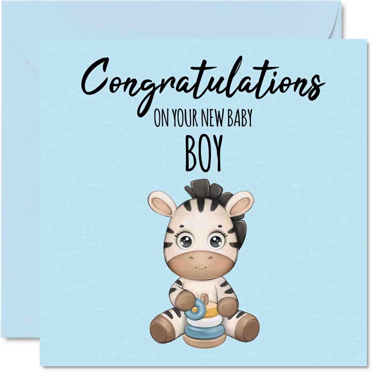 New Baby Boy Card - New Son - Congratulations Baby Boy Cards Newborn, Well Done Congrats New Baby Cards, Welcome To The World Home Gifts, 145mm x 145mm Baby Greeting Cards for Parents