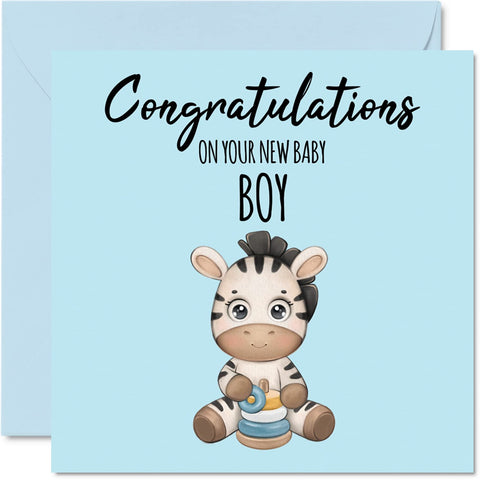 New Baby Boy Card - New Son - Congratulations Baby Boy Cards Newborn, Well Done Congrats New Baby Cards, Welcome To The World Home Gifts, 145mm x 145mm Baby Greeting Cards for Parents