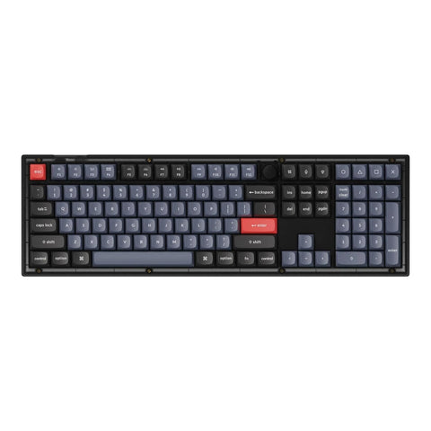 Keychron V6 100% Layout Custom Wired Mechanical Keyboard with Knob, 108 Keys RGB Backlight QMK/VIA Programmable Macro, Hot Swappable K Pro Red Switch PBT Keycaps for Mac Windows (Frosted Black)