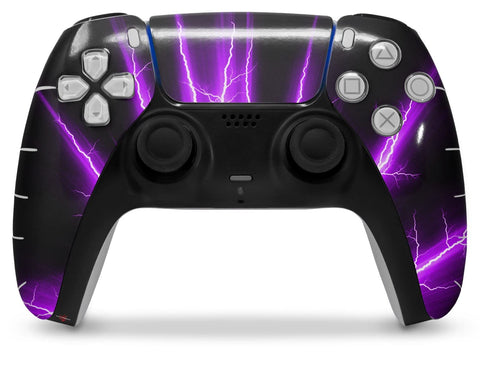 WraptorSkinz Skin Wrap Compatible with Sony PS5 DualSense Controller Lightning Purple (Controller NOT Included)