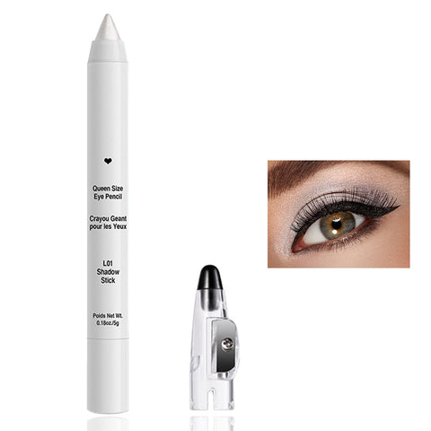 White Eyeshadow Stick,Glitter Metallic Eye Shadow Highlighter Stick Crayon Makeup Pen with Sharpener,Easy to Apply,Highly Pigmented Lasting Waterproof Cream Shimmer Eye Highlighter Brightener Stick