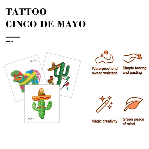 Fiesta Party Supplies Temporary Tattoos, Sombrero Party Temporary Tattoo, Cinco De Mayo Tattoo Decorations, Taco Pinata Mexican Tattoos Stickers, Final Fiesta Bachelorette Tattoos 10 styles