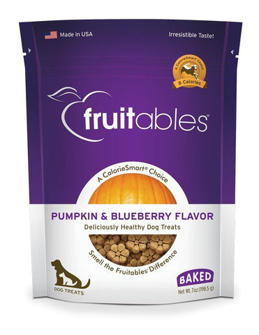 Fruitables Pumpkin & Blueberry Crunchy Dog Treats, 7oz Pouch (Pack of 6)